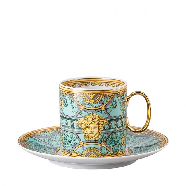 베르사체 Coffee 컵앤소서 Scala del Palazzo 그린 Versace Coffee Cup and Saucer Scala del Palazzo Green 02024