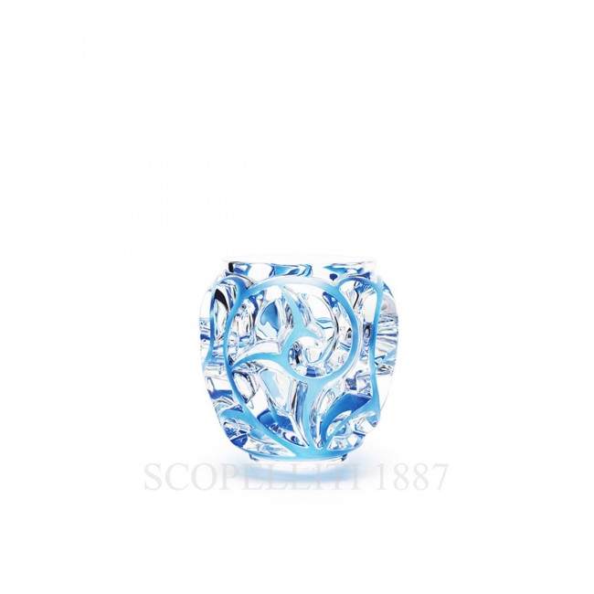 LALIQUE Tourbillons Small 화병 꽃병 Clear with 블루 Lalique Tourbillons Small Vase Clear with Blue 01800