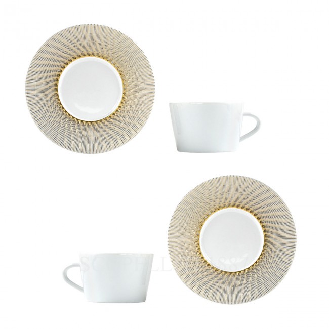 BERNARDAUD 2세트 구성 Tea Cups and 소서 Twist Again Bernardaud Set of two Tea Cups and Saucers Twist Again 01650