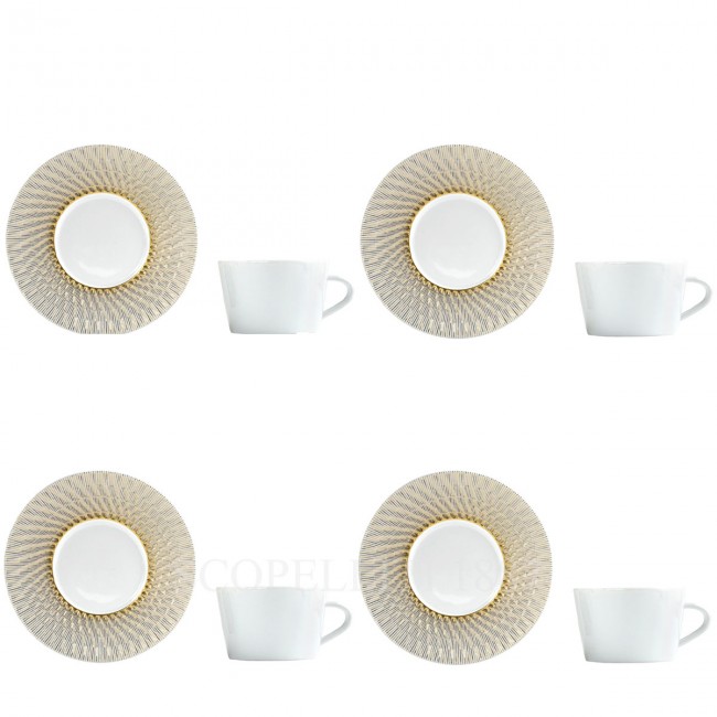 BERNARDAUD 4세트 구성 Tea Cups and 소서 Twist Again Bernardaud Set of four Tea Cups and Saucers Twist Again 01649