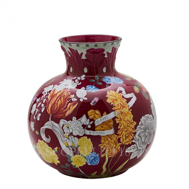 GINORI 1735 Ginori 화병 꽃병 Round 32 cm Giardino dell’Iris 퍼플 Ginori 1735 Ginori Vase Round 32 cm Giardino dell’Iris Purple 01497