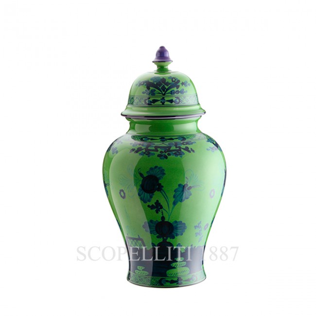GINORI 1735 Potiche Small 화병 꽃병 With 커버 오리엔트E Italiano Malachite Ginori 1735 Potiche Small Vase With Cover Oriente Italiano Malachite 01477