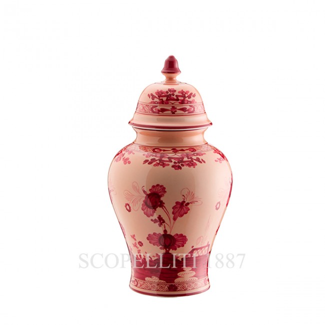 GINORI 1735 Potiche Small 화병 꽃병 With 커버 오리엔트E Italiano Vermiglio Ginori 1735 Potiche Small Vase With Cover Oriente Italiano Vermiglio 01472