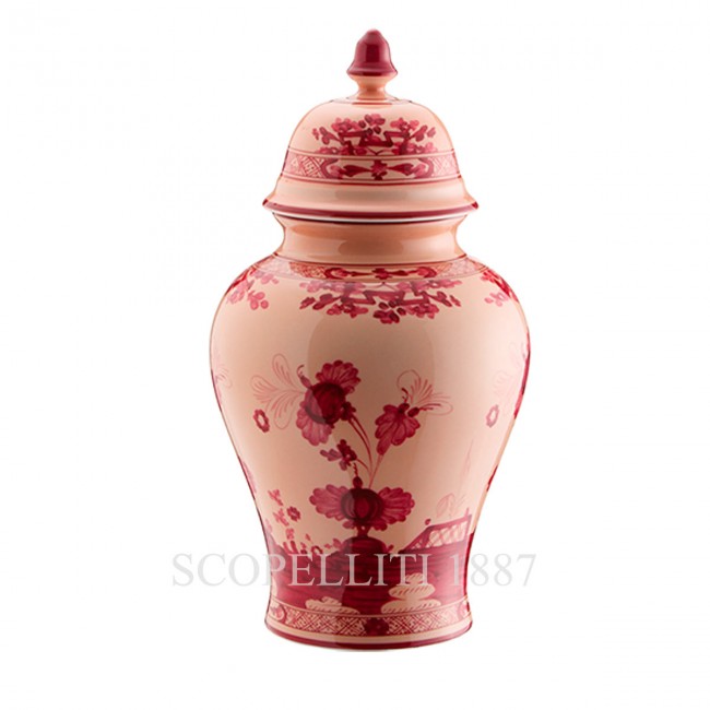 GINORI 1735 Potiche 라지 화병 꽃병 With 커버 오리엔트E Italiano Vermiglio Ginori 1735 Potiche Large Vase With Cover Oriente Italiano Vermiglio 01471