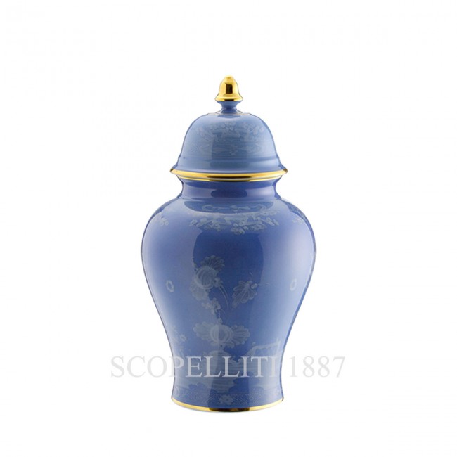 GINORI 1735 Potiche Small 화병 꽃병 With 커버 오리엔트E Italiano Pervinca Ginori 1735 Potiche Small Vase With Cover Oriente Italiano Pervinca 01457
