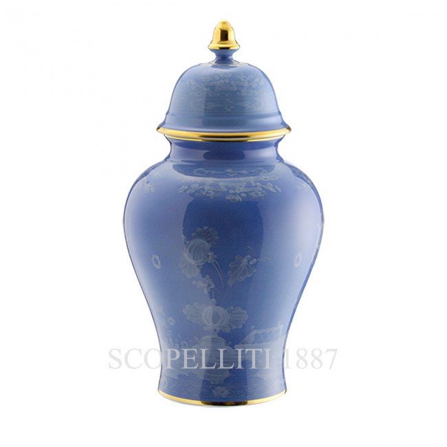 GINORI 1735 Potiche 라지 화병 꽃병 With 커버 오리엔트E Italiano Pervinca Ginori 1735 Potiche Large Vase With Cover Oriente Italiano Pervinca 01456