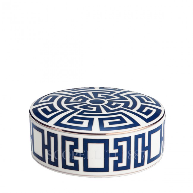 GINORI 1735 Round Box With 커버 Labirinto 블루 Ginori 1735 Round Box With Cover Labirinto Blue 01423