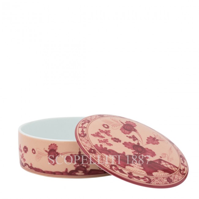 GINORI 1735 Round Box With Lid 오리엔트E Italiano Vermiglio Ginori 1735 Round Box With Lid Oriente Italiano Vermiglio 01417