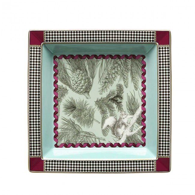 GINORI 1735 Ginori 토템 Squirrel 사각 스퀘어D Valet 트레이 Ginori 1735 Ginori Totem Squirrel Squared Valet Tray 01403