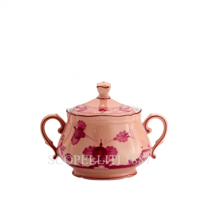 GINORI 1735 Sugar 볼 With Lid 오리엔트E Italiano Vermiglio Ginori 1735 Sugar Bowl With Lid Oriente Italiano Vermiglio 01312