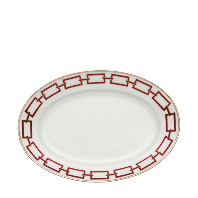 GINORI 1735 Ginori 오발 플래터 미디움 Catene Red Ginori 1735 Ginori Oval Platter Medium Catene Red 01265