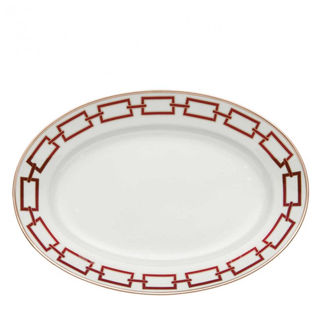 GINORI 1735 Ginori 오발 플래터 라지 Catene Red Ginori 1735 Ginori Oval Platter Large Catene Red 01264