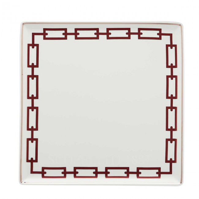 GINORI 1735 Ginori 사각 스퀘어 접시 라지 Catene Red Ginori 1735 Ginori Square Plate Large Catene Red 01202