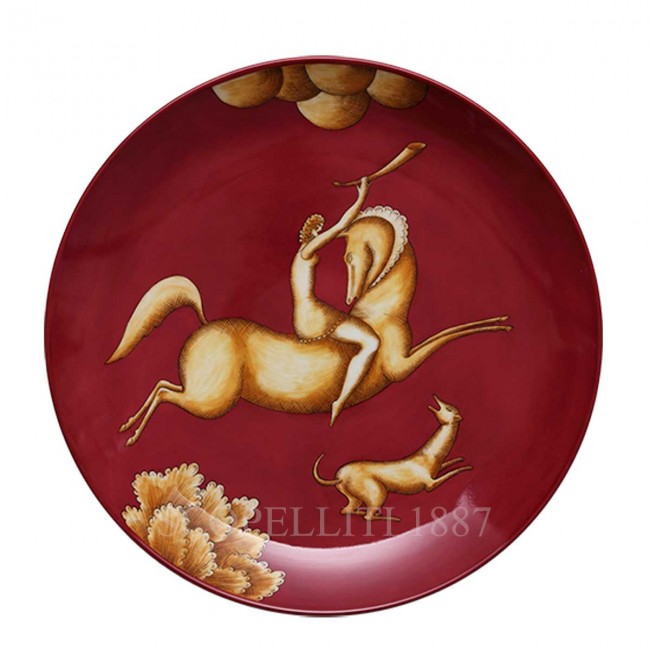 GINORI 1735 Ginori Gio Ponti 접시 Amazzone con Corno La Venatoria Red Ginori 1735 Ginori Gio Ponti Plate Amazzone con Corno La Venatoria Red 01178