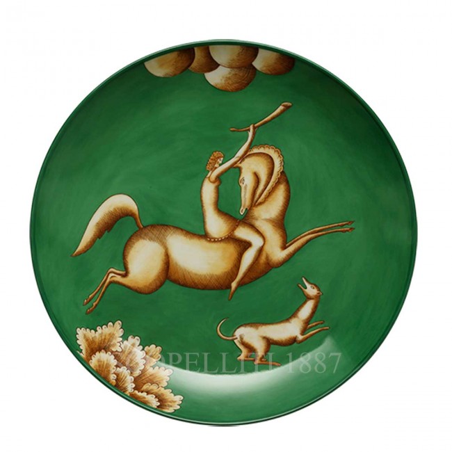 GINORI 1735 Ginori Gio Ponti 접시 Amazzone con Corno La Venatoria 그린 Ginori 1735 Ginori Gio Ponti Plate Amazzone con Corno La Venatoria Green 01177