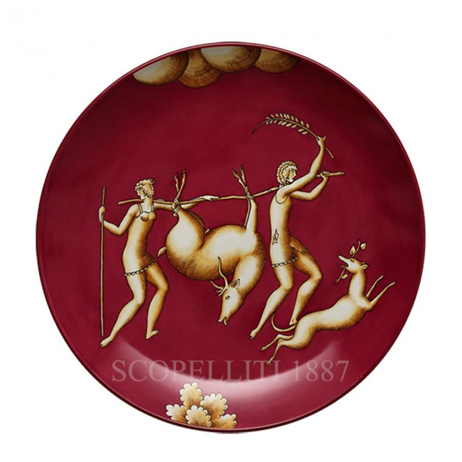 GINORI 1735 Ginori Gio Ponti 접시 Trasporto del Daino La Venatoria Red Ginori 1735 Ginori Gio Ponti Plate Trasporto del Daino La Venatoria Red 01176