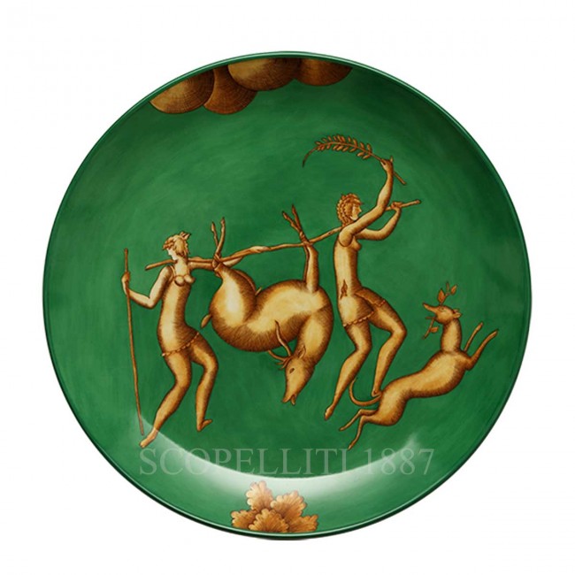 GINORI 1735 Ginori Gio Ponti 접시 Trasporto del Daino La Venatoria 그린 Ginori 1735 Ginori Gio Ponti Plate Trasporto del Daino La Venatoria Green 01175