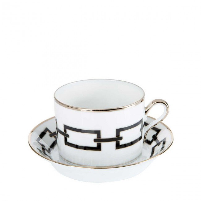 GINORI 1735 Ginori 티 컵앤소서 Catene 블랙 Ginori 1735 Ginori Tea Cup and Saucer Catene Black 01035