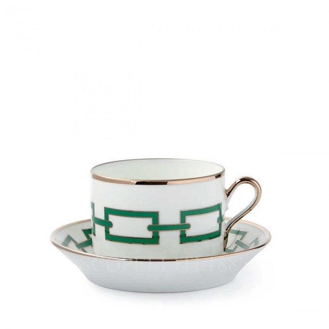 GINORI 1735 Ginori 티 컵앤소서 Catene 그린 Ginori 1735 Ginori Tea Cup and Saucer Catene Green 01030