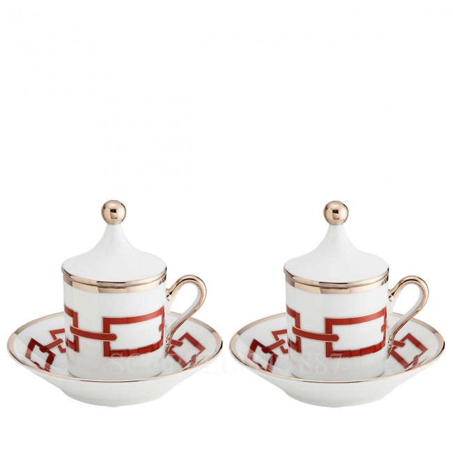 GINORI 1735 Ginori Gift Set of 2 커피잔S with Lid Catene Red Ginori 1735 Ginori Gift Set of 2 Coffee Cups with Lid Catene Red 01023