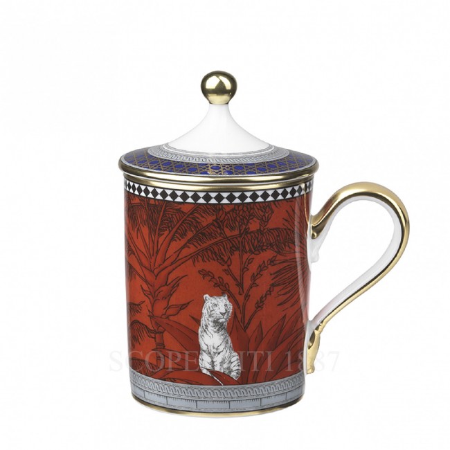 GINORI 1735 Ginori 토템 Tiger 머그 with 커버 Ginori 1735 Ginori Totem Tiger Mug with Cover 00947
