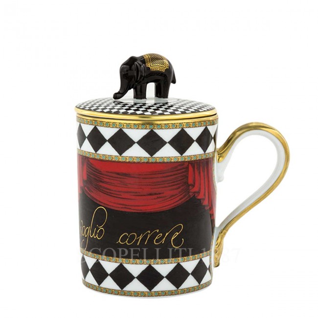 GINORI 1735 Ginori 토템 코끼리 머그 with Lid Customizable Ginori 1735 Ginori Totem Elephant Mug with Lid Customizable 00912