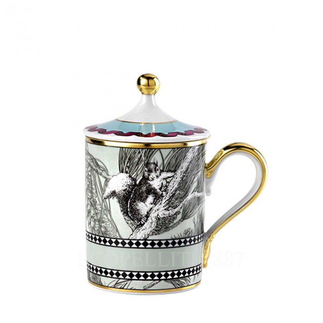 GINORI 1735 Ginori 토템 Squirrel 머그 with Lid Ginori 1735 Ginori Totem Squirrel Mug with Lid 00908