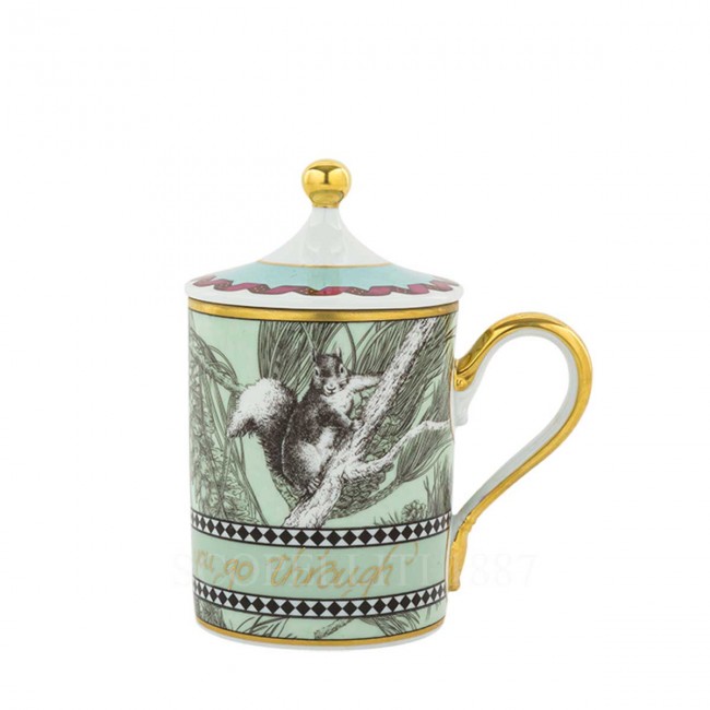 GINORI 1735 Ginori 토템 Squirrel 머그 with Lid Customizable Ginori 1735 Ginori Totem Squirrel Mug with Lid Customizable 00906