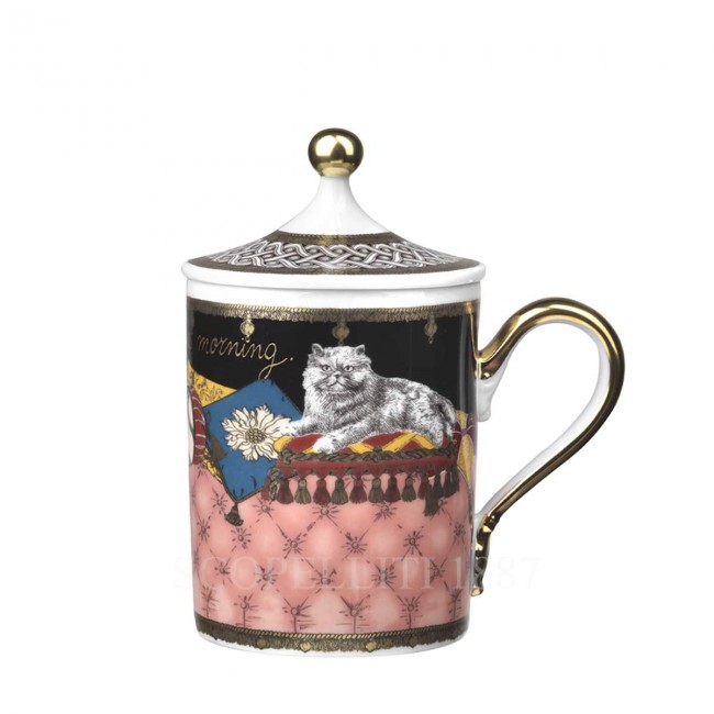 GINORI 1735 Ginori 토템 Cat 머그 with Lid Customizable Ginori 1735 Ginori Totem Cat Mug with Lid Customizable 00896