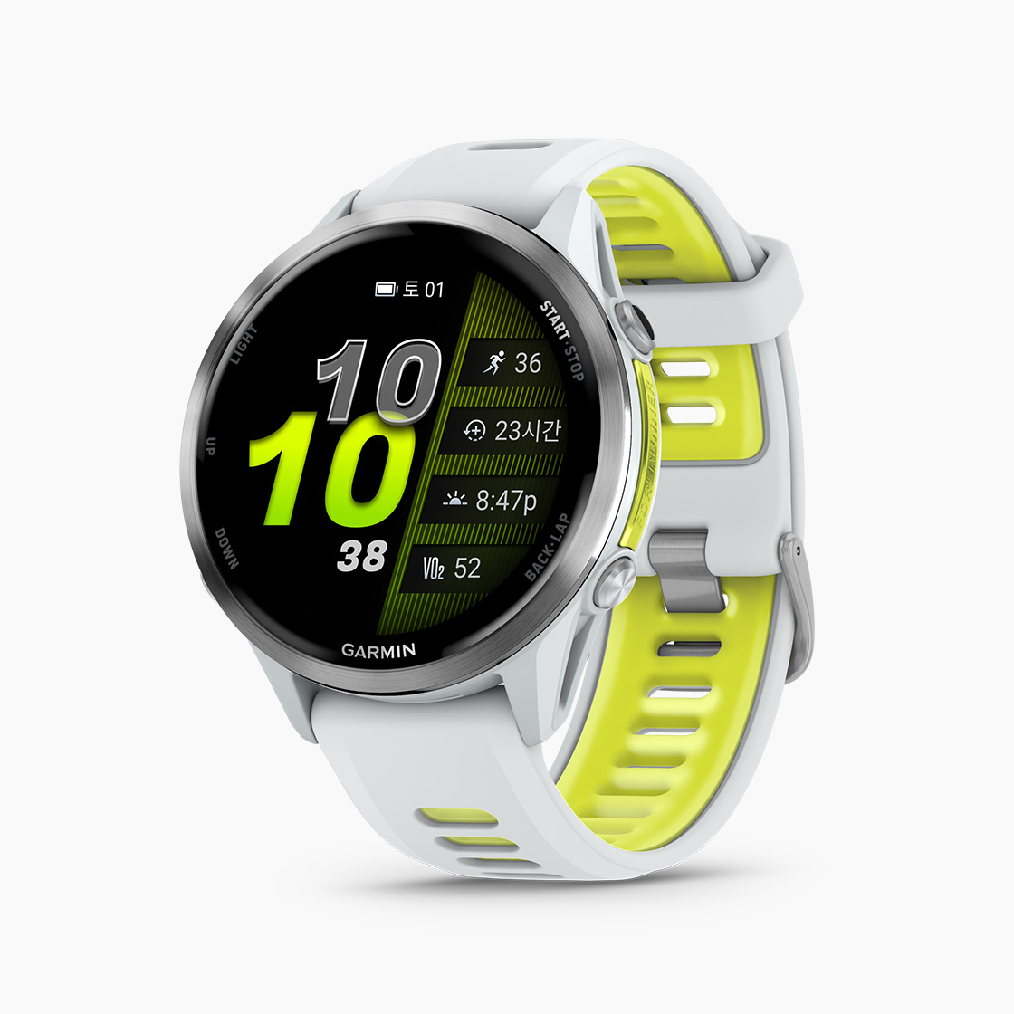 [가민] 포러너 970 러닝 GPS 스마트워치 화이트스톤/앰프 엘로우, 47mm (010-02969-61)