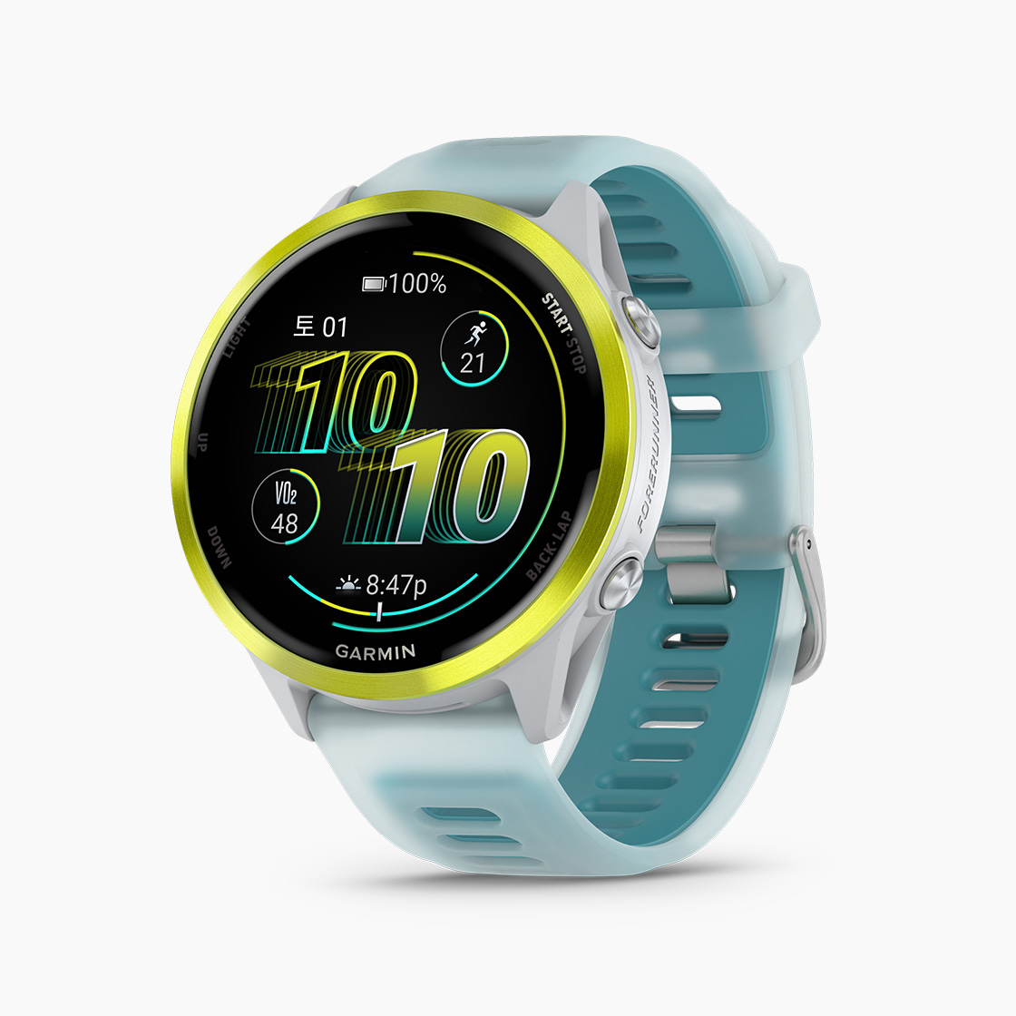 [가민] 포러너 570 러닝 GPS 스마트워치 화이트스톤/앰프 엘로우, 47mm (010-02971-41)