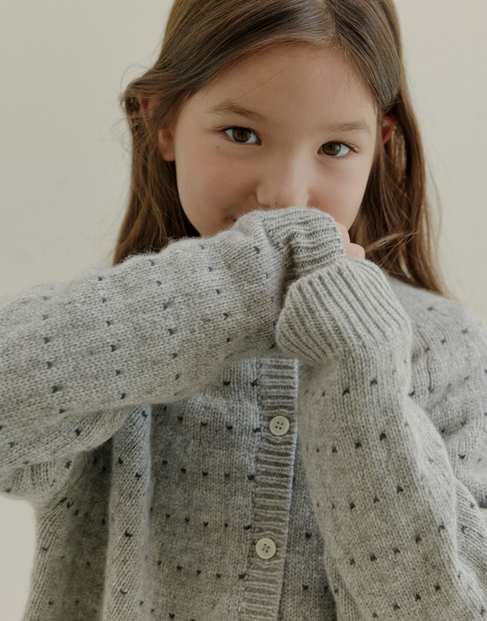 pre-order) Wool Dot Cardigan (Gray)