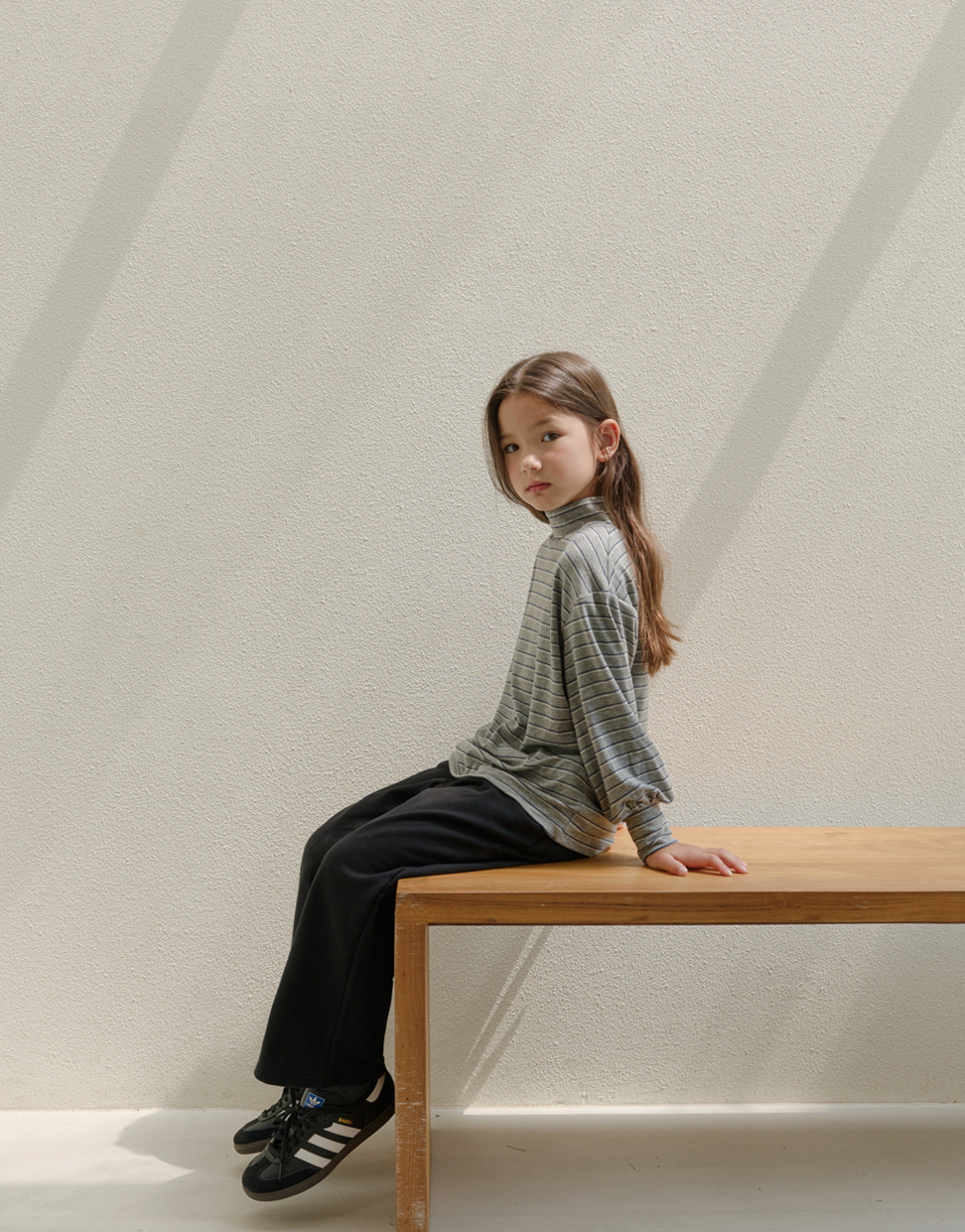 pre-order) Daily Half Turtleneck (Gray stripe)