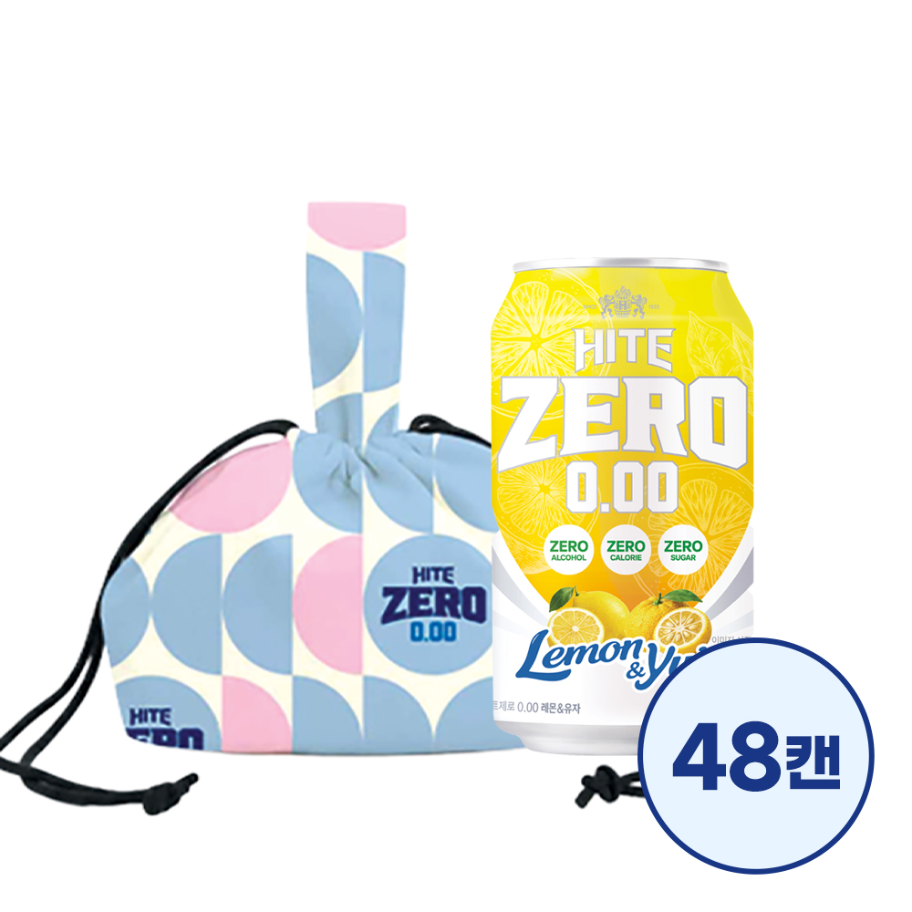 [하이트제로 X 드롭드롭드롭]하이트제로 0.00 레몬유자 350ml 48캔 + DRP 콜라보 딜리백