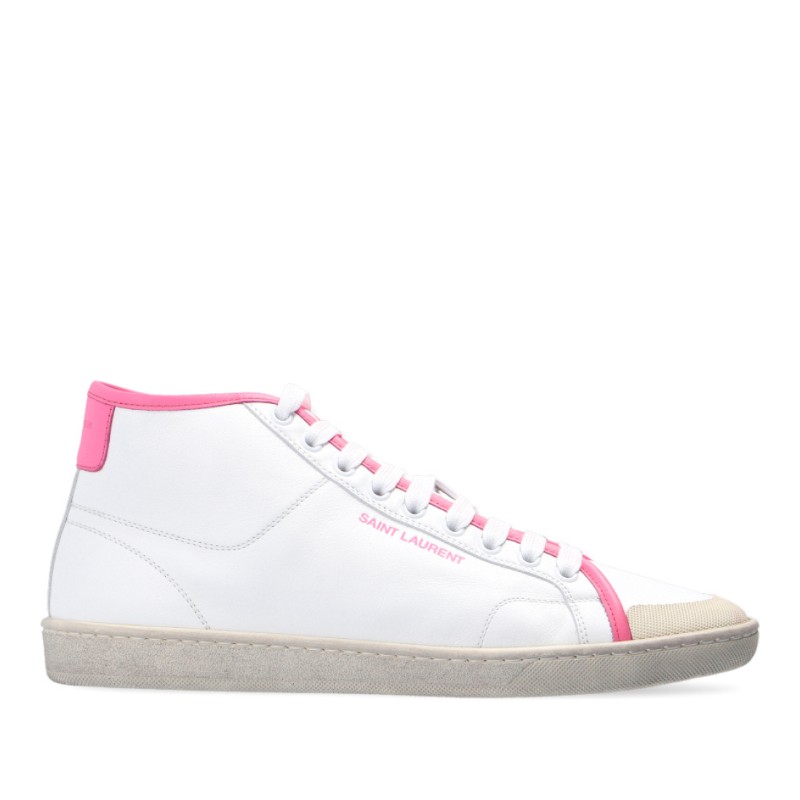 생로랑 SL/39 로고 미드탑 스니커즈 65348900NI29052 WHITE