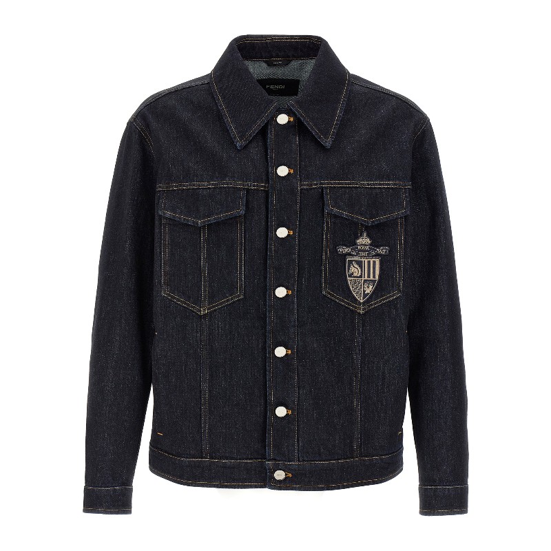 펜디 크레스트 자수 데님 재킷 FW1027AUAD F1GXH