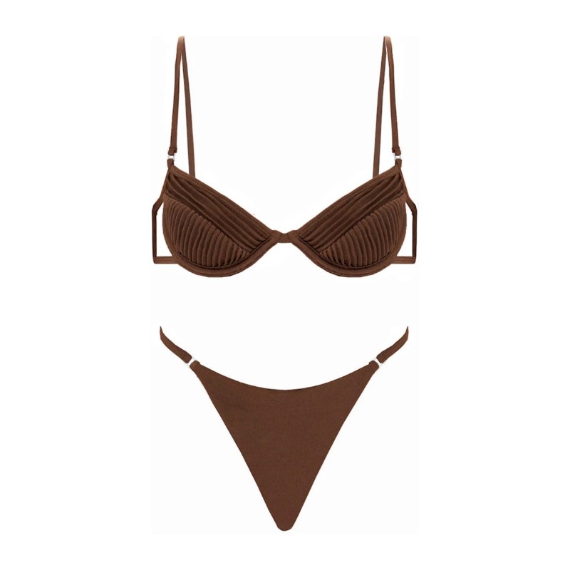 셀리아 리치우드 리브 텍스처 트라이앵글 비키니 AMYBIKINI BROWN