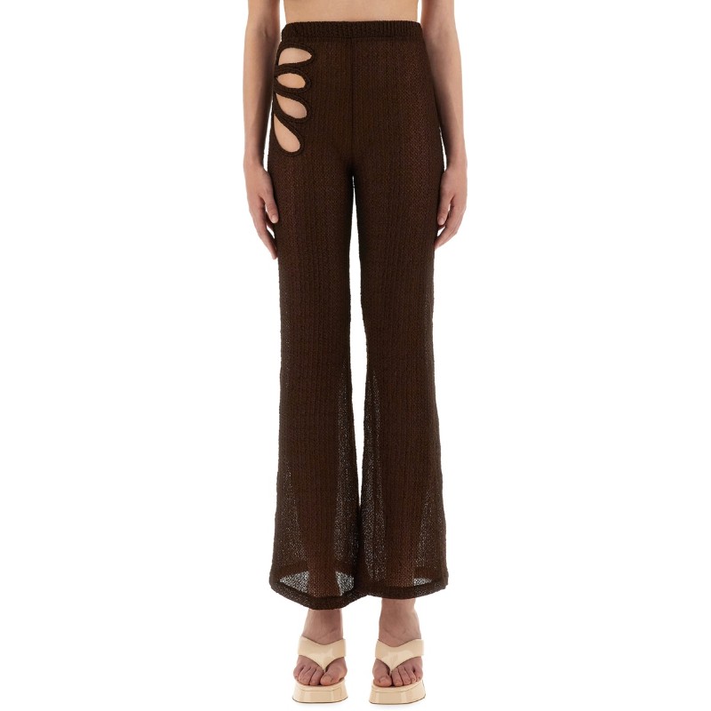 셀리아 리치우드 플레어 하이웨이스트 컷아웃 니트 팬츠 LILYPANT BROWN
