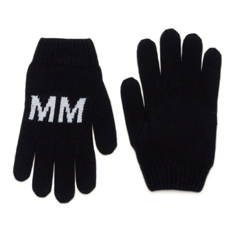 MM6메종마르지엘라 주니어 로고 자수 리브 커프 장갑 M60714K MM04CM6900