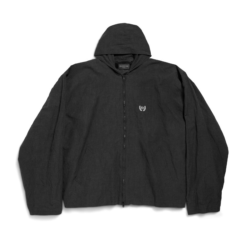 발렌시아가 로고 자수 리넨 블렌드 후드 집업 831341TST05 1000