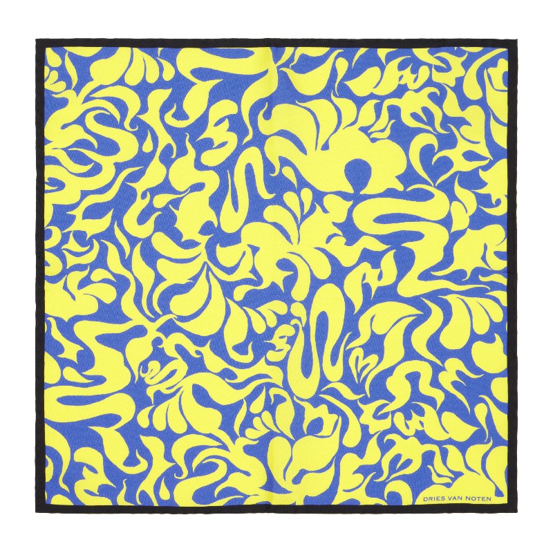 드리스반노튼 옐로우 &amp; 블루 실크 포켓 스퀘어 261-021300-3007 202 YELLOW