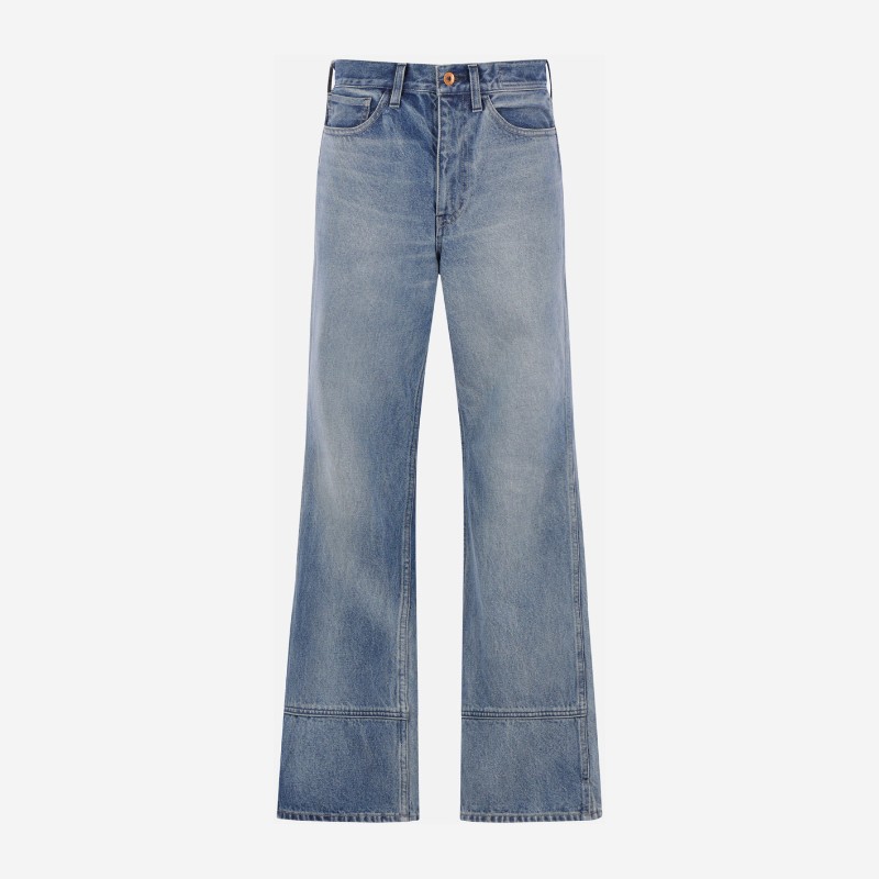 쿠로 가죽 패치 사이드 헴 슬릿 쿠로 진 964239 LIGHTINDIGO
