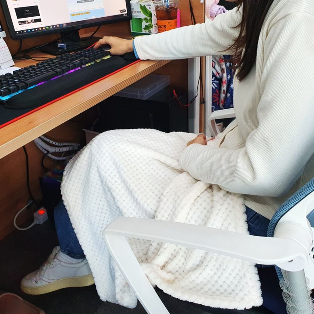무릎담요 극세사 양면 회사 카페 담요 베이지