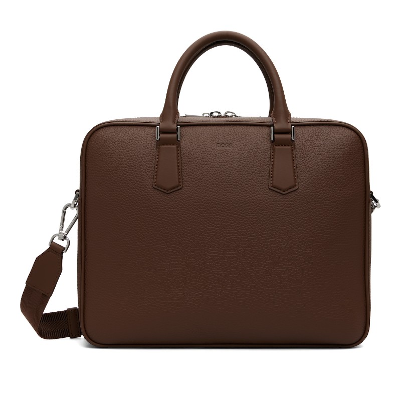 휴고보스 브라운 그레인 가죽 브리프케이스 50541864 218-Medium Brown