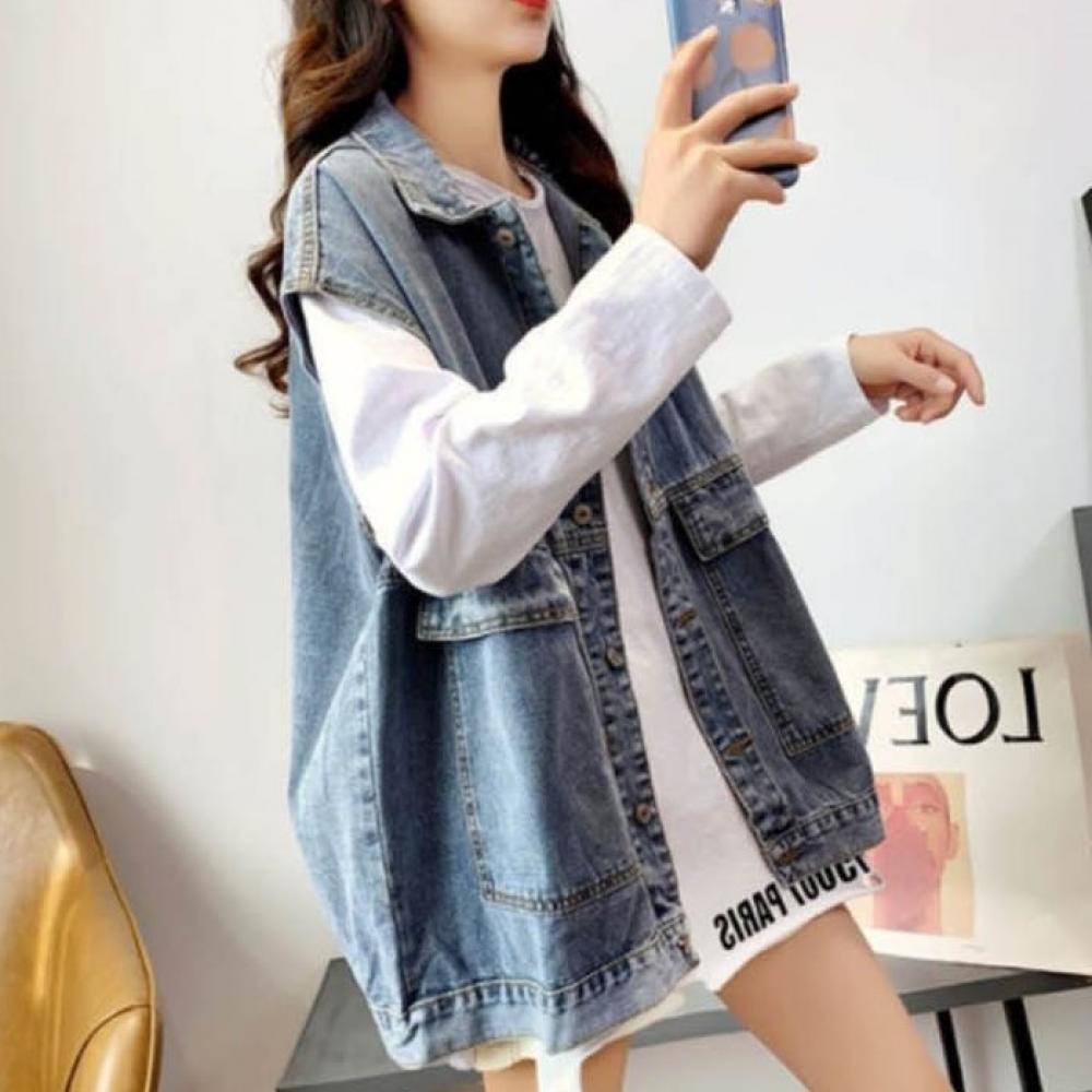 루즈핏 데님 청 조끼 오버핏으로 다양하게 활용 가능한 베스트