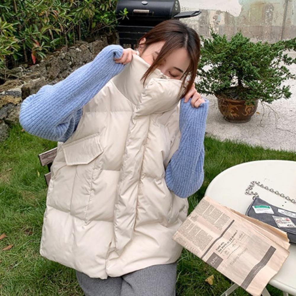 오버핏 빅포켓 겨울 점퍼 여자 양털 빅사이즈 패딩 조끼