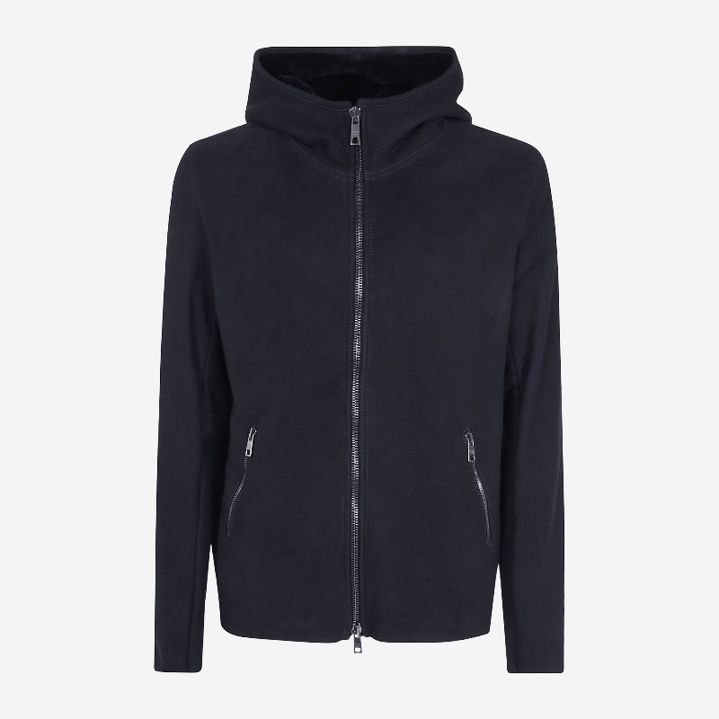 조르지오 브라토 가죽 후드 집업 윈드브레이커 GU27F26018MEVL BLACK