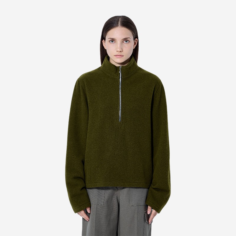리에르 텍스처드 울 하프집업 스웨터 NFL13 X02 NATURAL FLEECE SOIL FLEECE