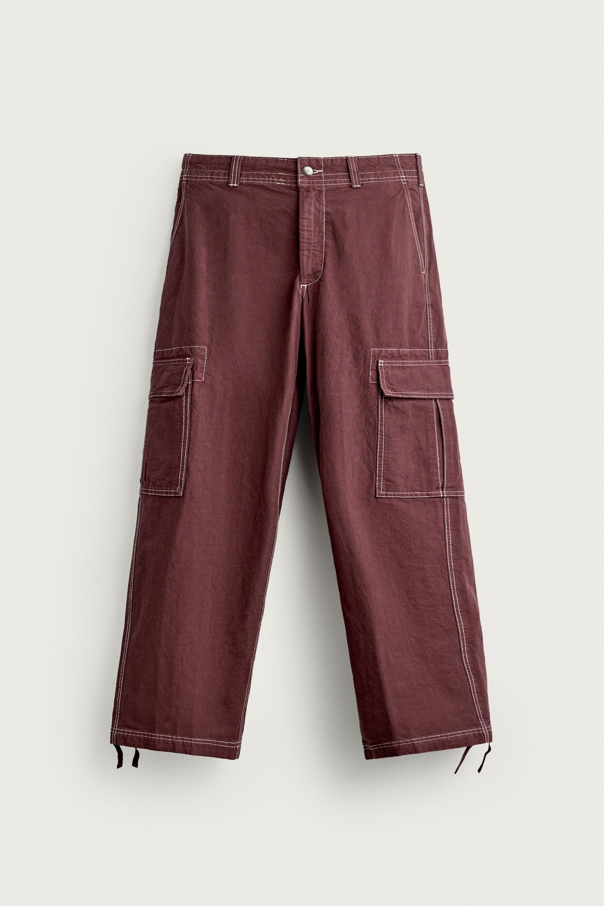 자라 릴렉스핏 스티칭 카고 팬츠 0122/407/606 BURGUNDY