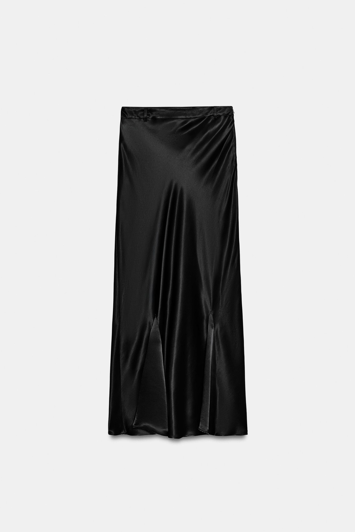 자라 새틴 고데 플레어 롱 스커트 2831/128/800 BLACK